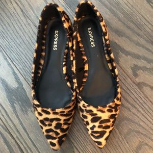 Calf Hair Leopard Pointed Toe Flats